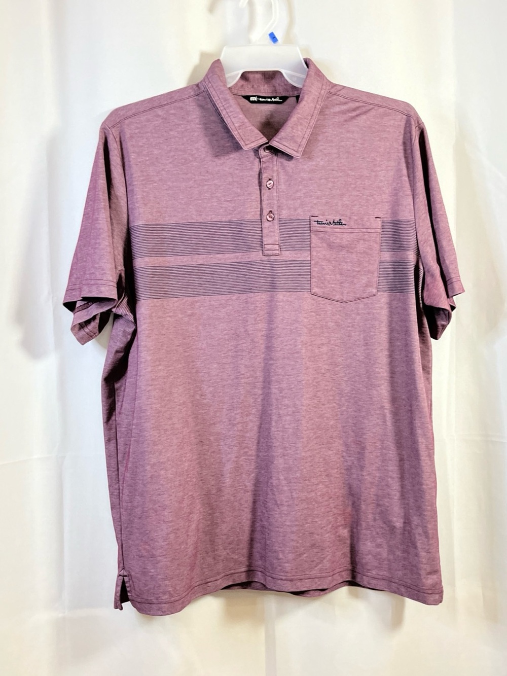 TravisMathew Mens Polo Shirt Heather Mauve Wine Size XXL Lindquist Beach